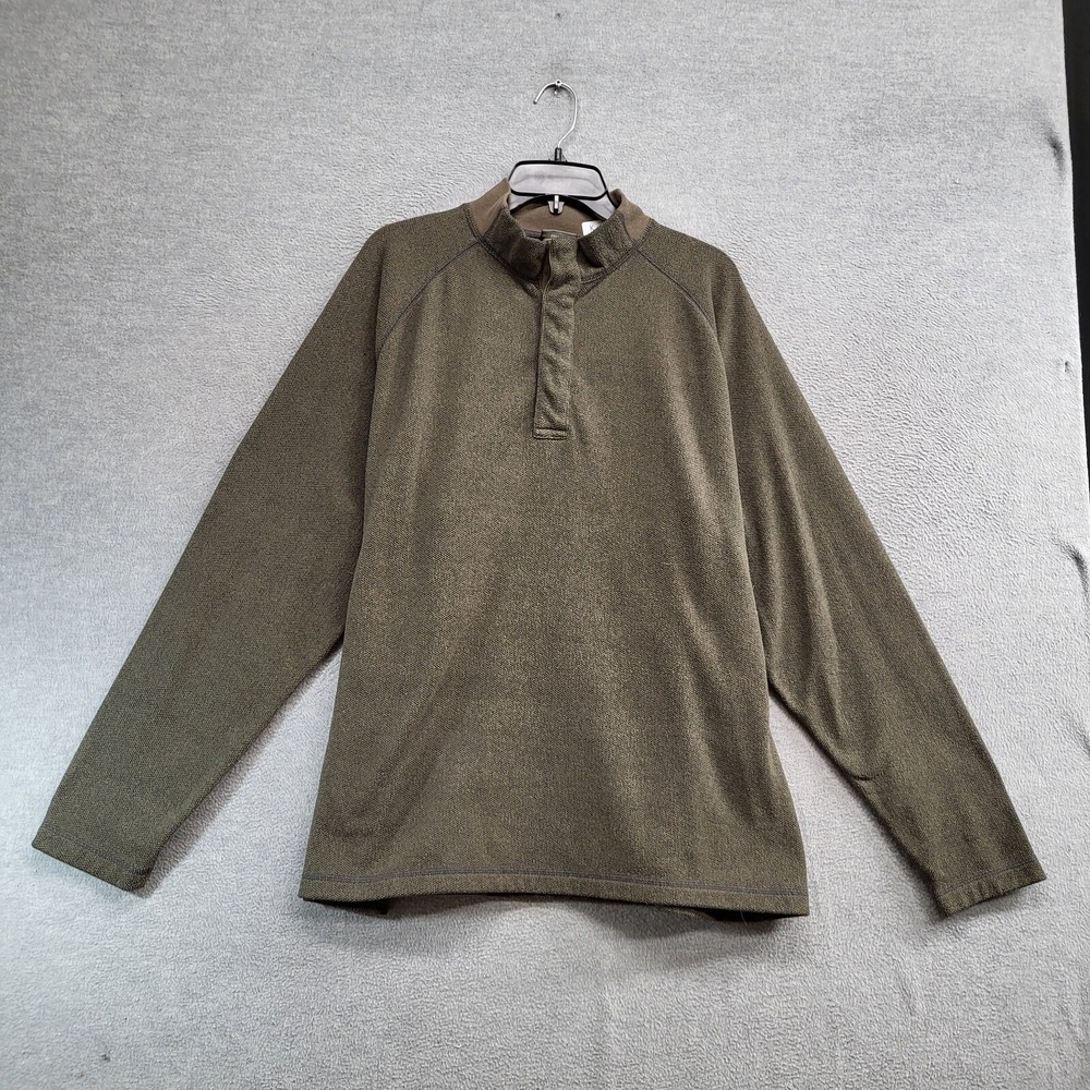 REI Men Sweatshirt‎ XL Green Logo Henley Snap Pullover